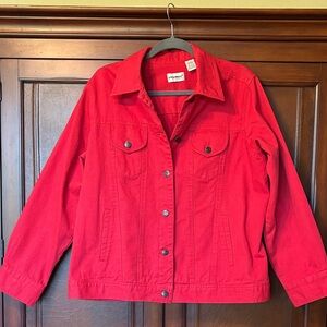 Bridgewater Studio Women’s Red Denim Jean Jacket Plus Size 18W EUC 100% Cotton
